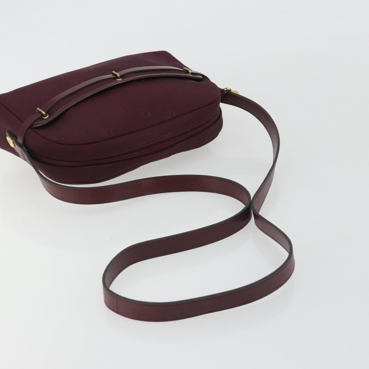 Christian Dior Honeycomb Canvas Shoulder Bag Bordeaux Gold Auth ep15565