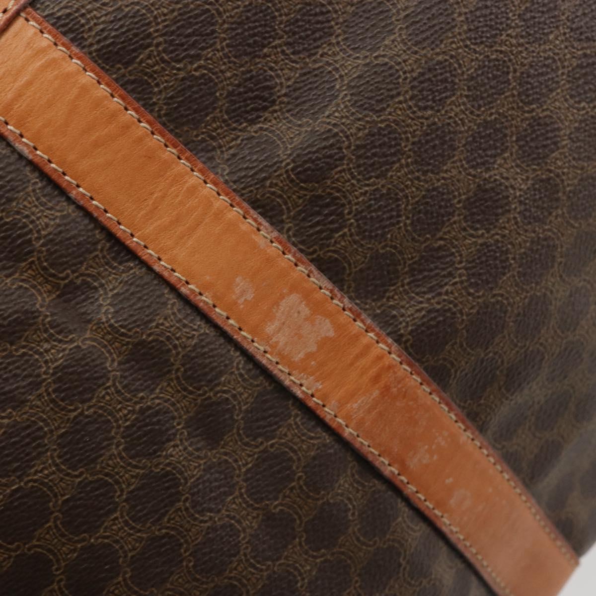 CELINE Macadam Canvas Tote Bag PVC Leather Brown Gold Auth ep15567