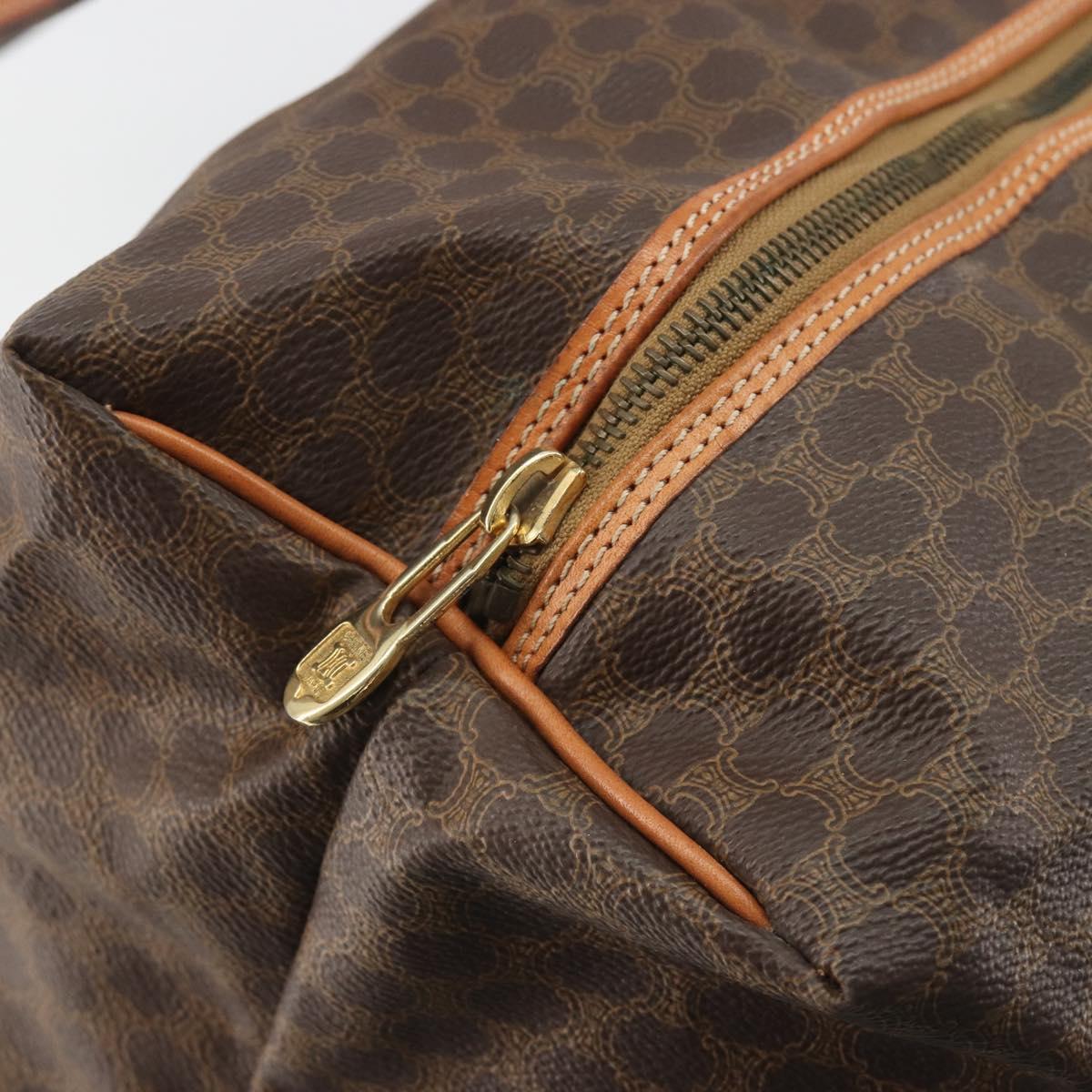 CELINE Macadam Canvas Tote Bag PVC Leather Brown Gold Auth ep15567