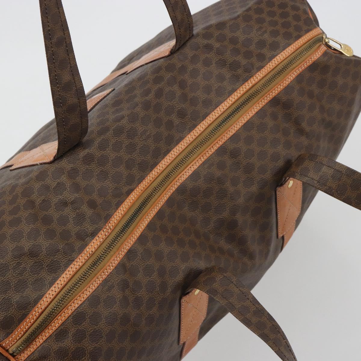 CELINE Macadam Canvas Tote Bag PVC Leather Brown Gold Auth ep15567