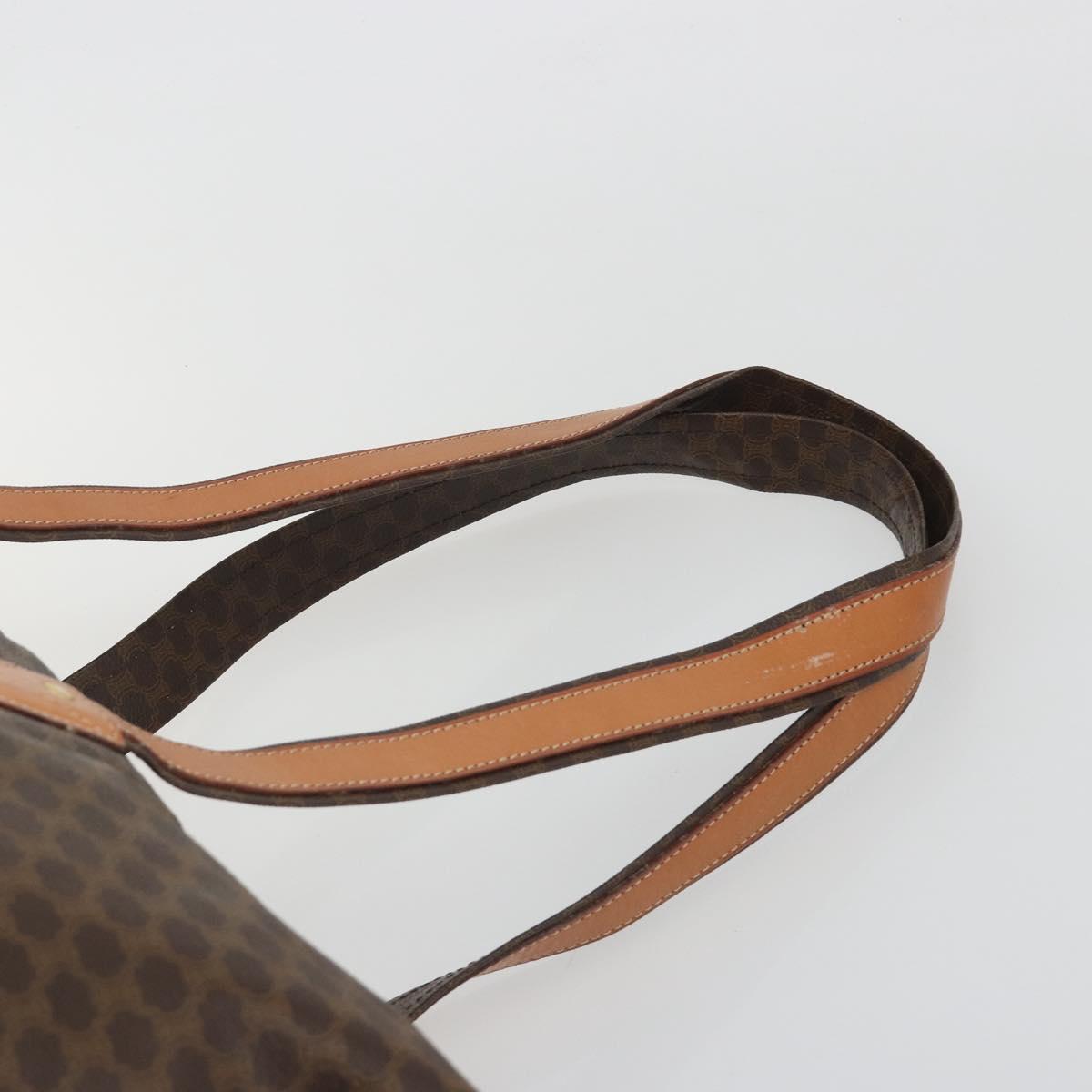 CELINE Macadam Canvas Tote Bag PVC Leather Brown Gold Auth ep15567