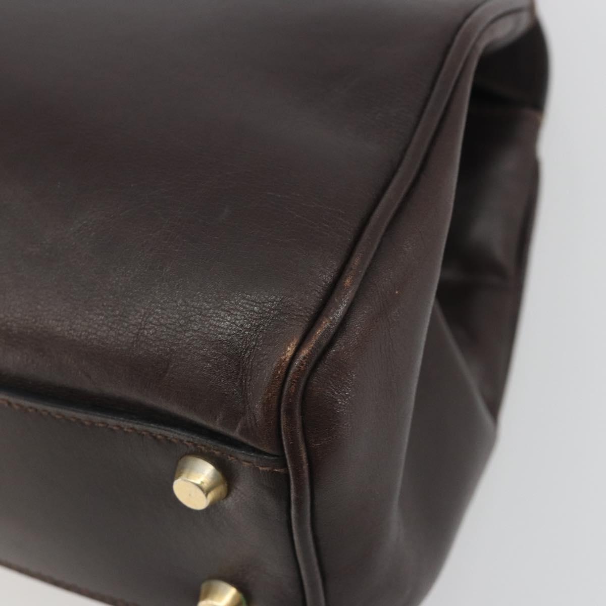 GUCCI Hand Bag Leather Brown Gold Auth ep15568