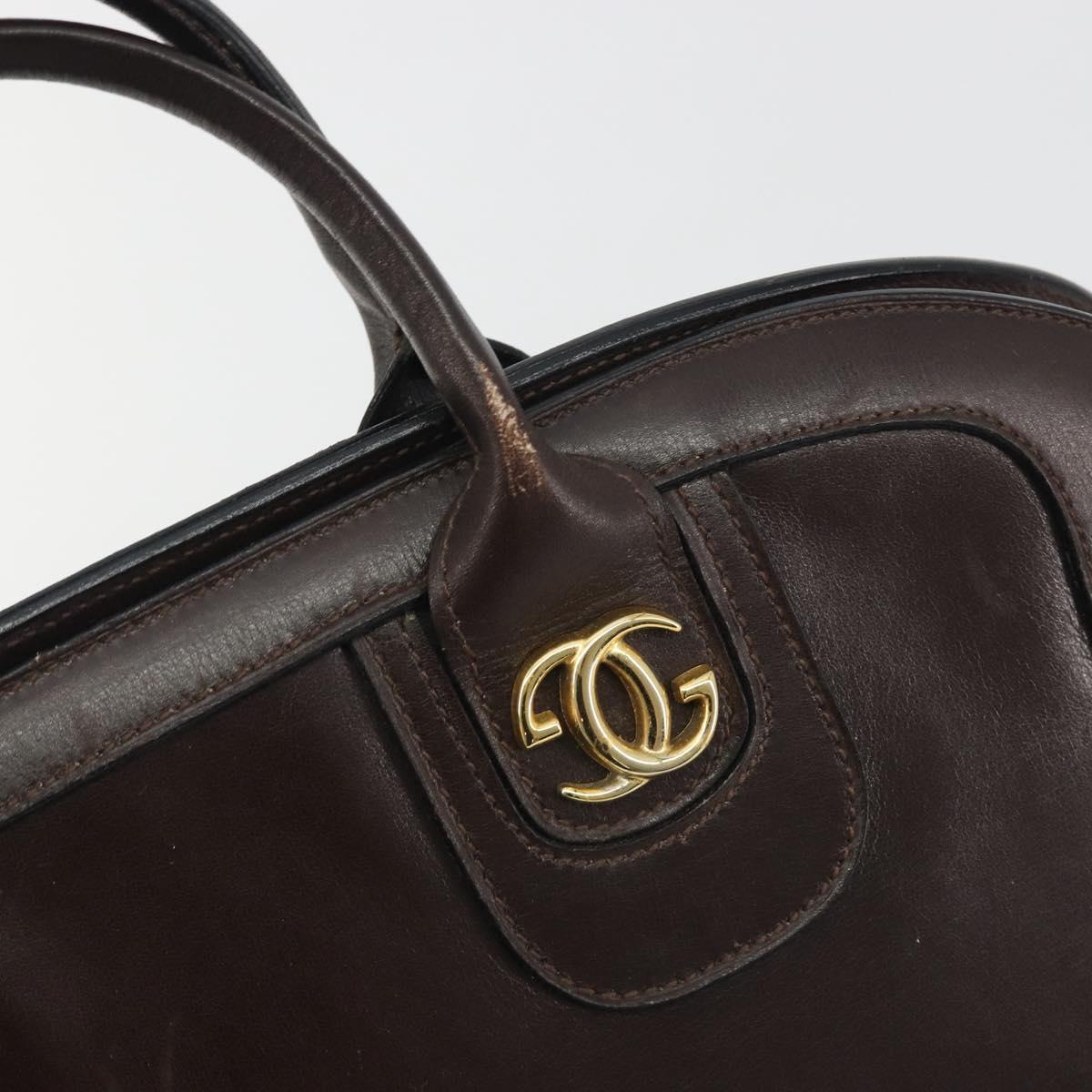 GUCCI Hand Bag Leather Brown Gold Auth ep15568