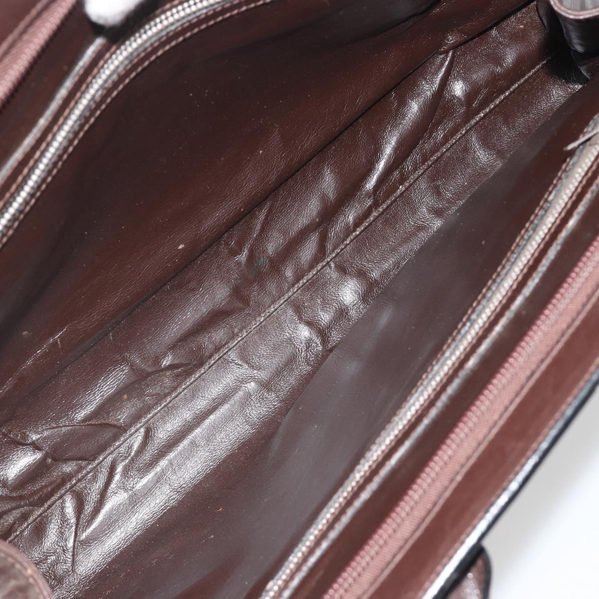 GUCCI Hand Bag Leather Brown Gold Auth ep15568
