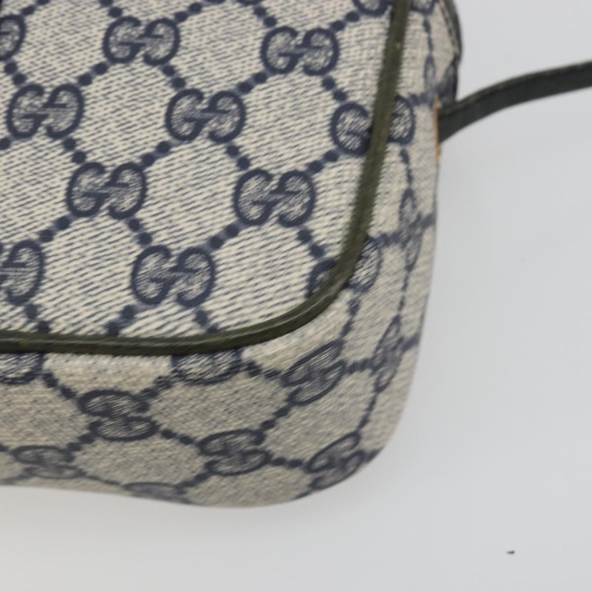 GUCCI Sherry Line GG Supreme Shoulder Bag PVC Navy Gold Auth ep15570A