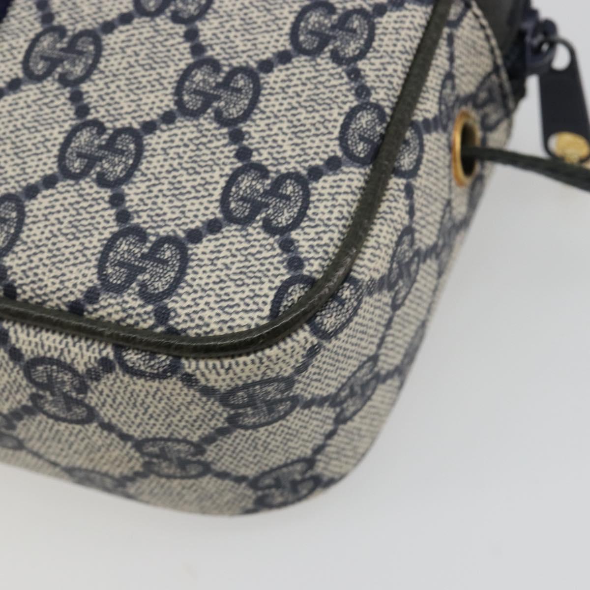 GUCCI Sherry Line GG Supreme Shoulder Bag PVC Navy Gold Auth ep15570A