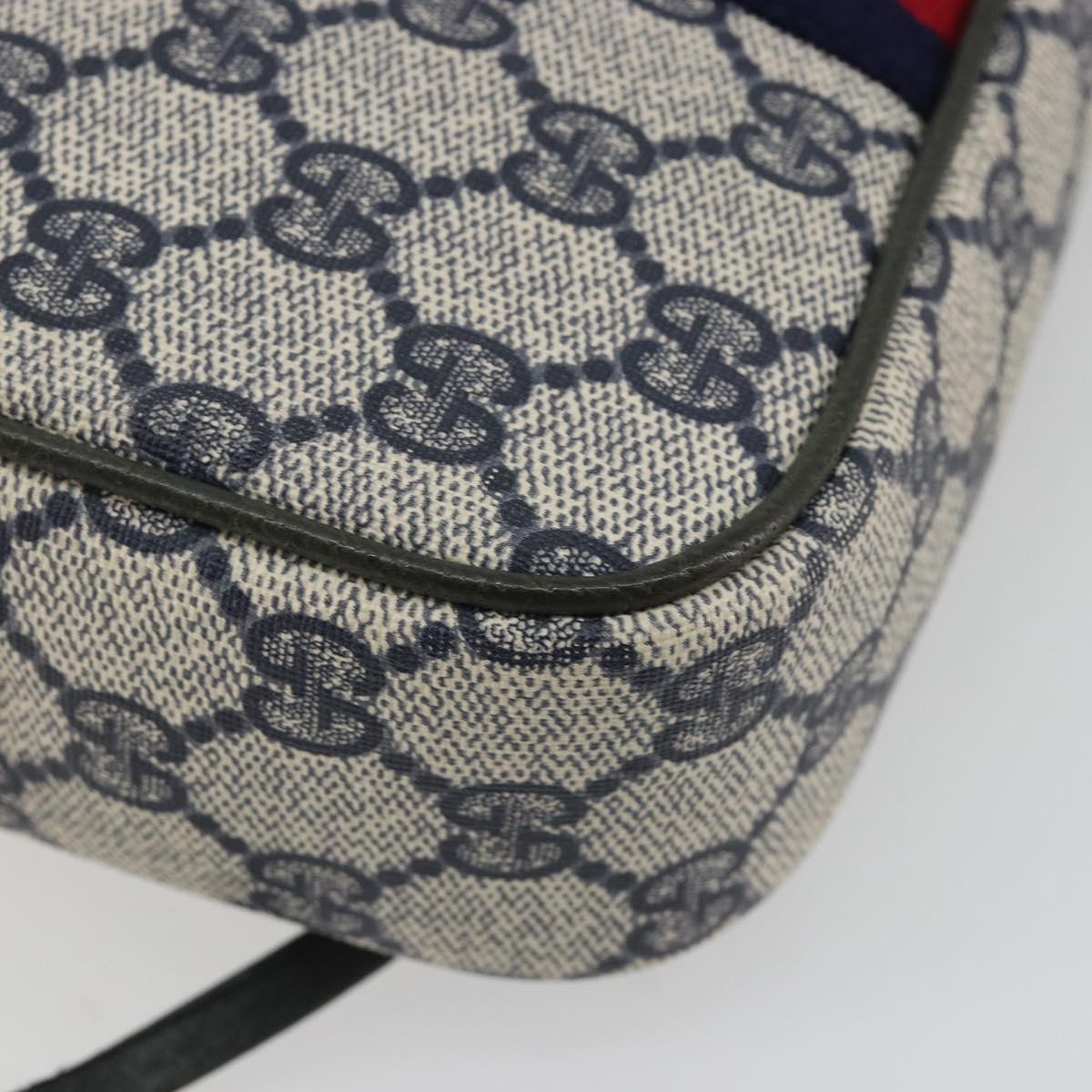 GUCCI Sherry Line GG Supreme Shoulder Bag PVC Navy Gold Auth ep15570A