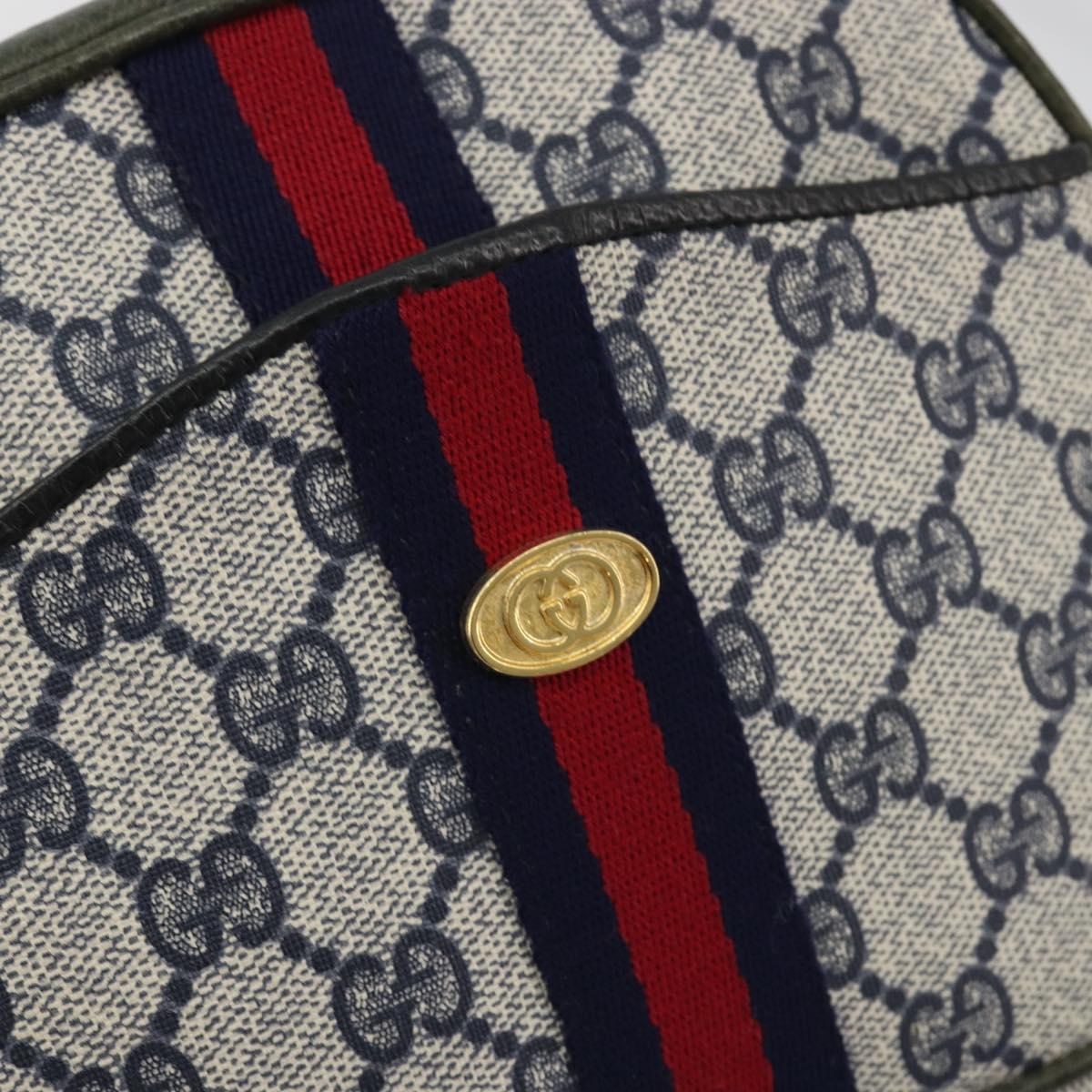 GUCCI Sherry Line GG Supreme Shoulder Bag PVC Navy Gold Auth ep15570A