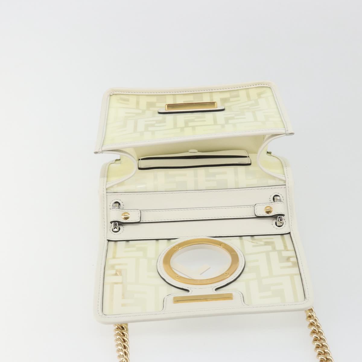 FENDI Zucca Canvas Chain Shoulder Bag Vinyl Clear Gold Auth ep15572