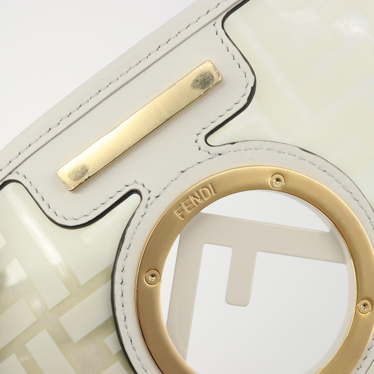 FENDI Zucca Canvas Chain Shoulder Bag Vinyl Clear Gold Auth ep15572