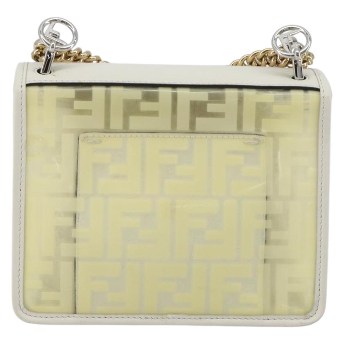 FENDI Zucca Canvas Chain Shoulder Bag Vinyl Clear Gold Auth ep15572