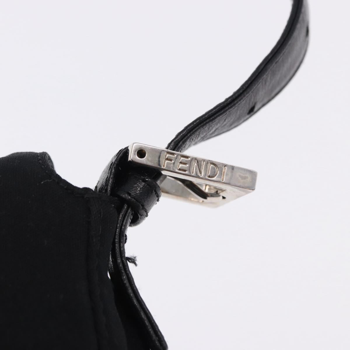 FENDI Mamma Baguette Shoulder Bag Cotton jersey Black Silver Auth ep15575