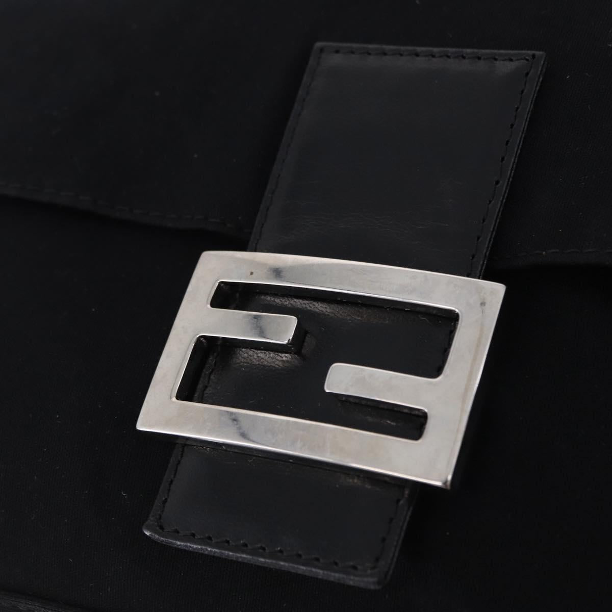 FENDI Mamma Baguette Shoulder Bag Cotton jersey Black Silver Auth ep15575