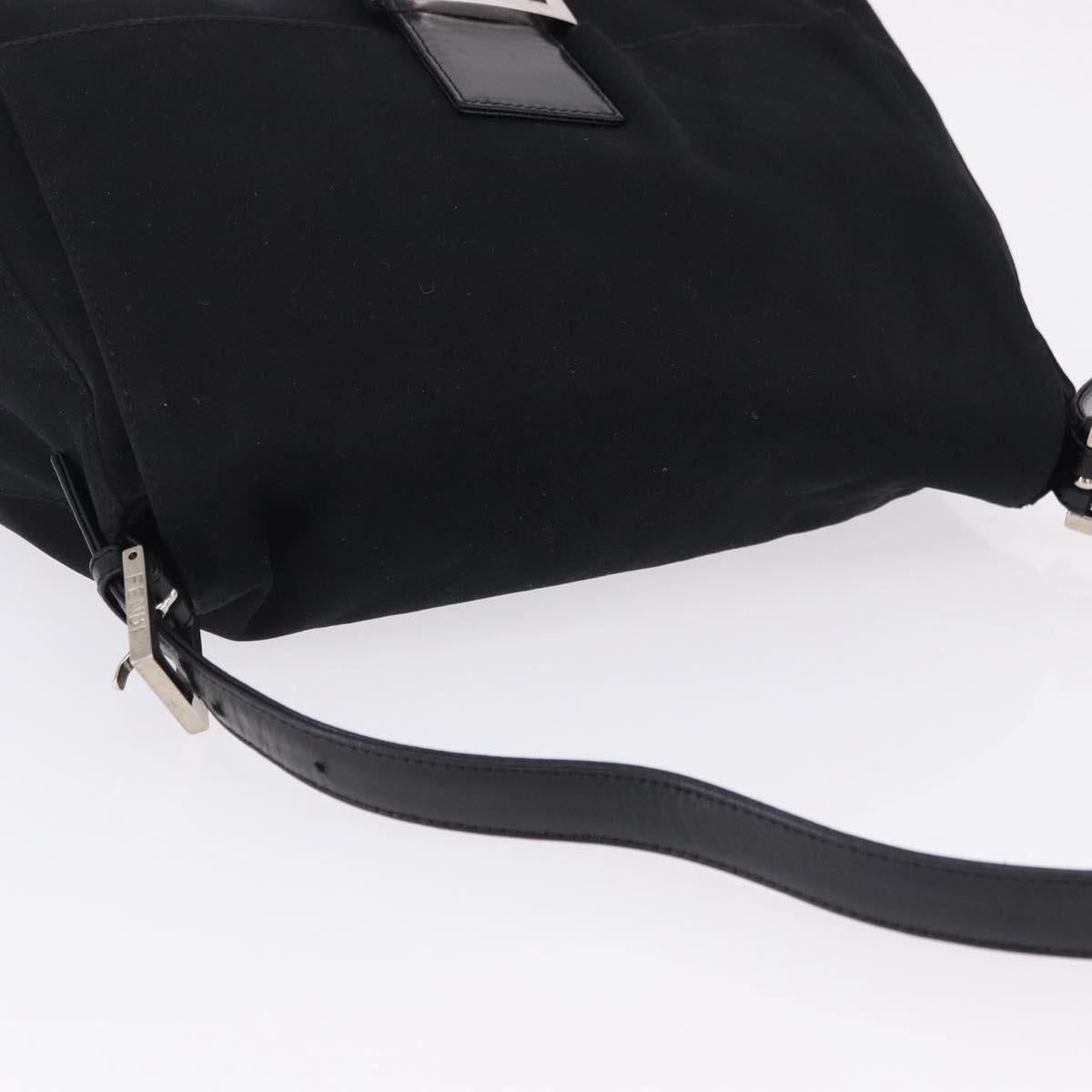 FENDI Mamma Baguette Shoulder Bag Cotton jersey Black Silver Auth ep15575