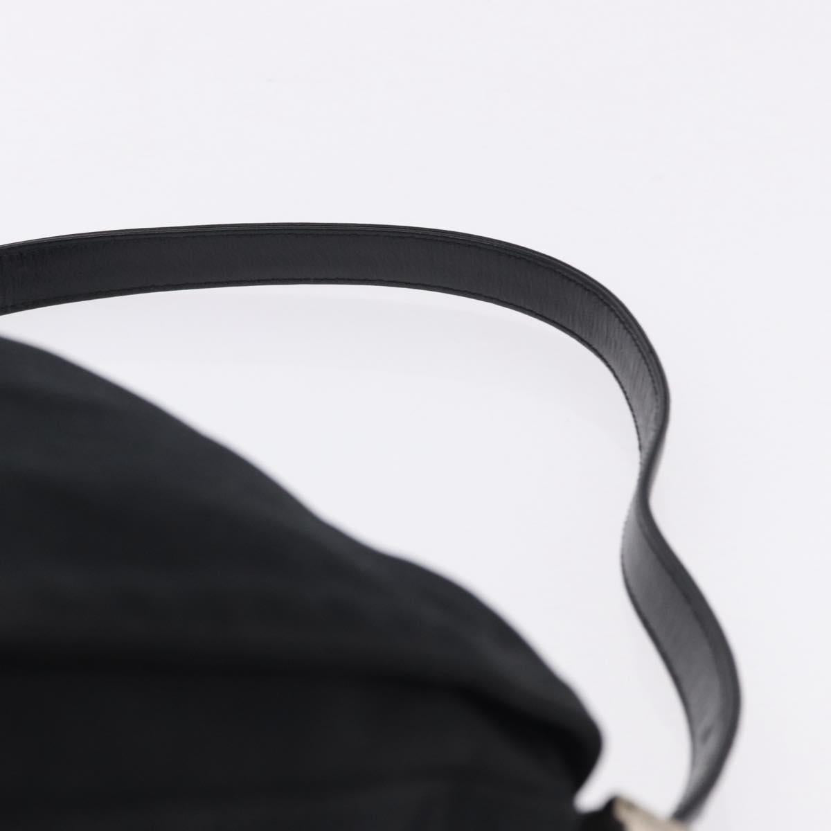 FENDI Mamma Baguette Shoulder Bag Cotton jersey Black Silver Auth ep15575