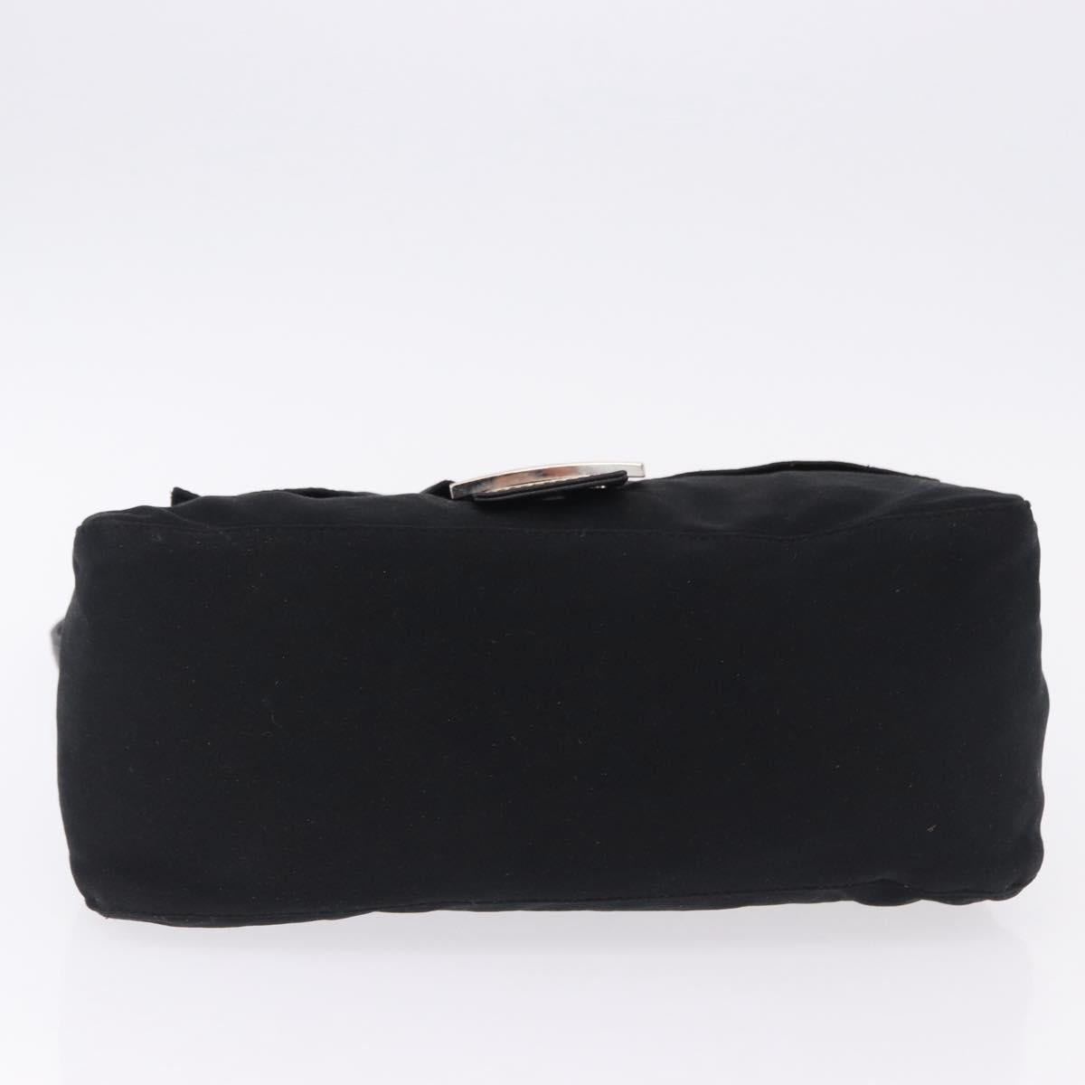 FENDI Mamma Baguette Shoulder Bag Cotton jersey Black Silver Auth ep15575