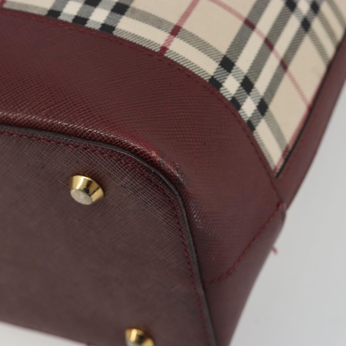 BURBERRY Nova Check Hand Bag Canvas Beige Gold Auth ep15581