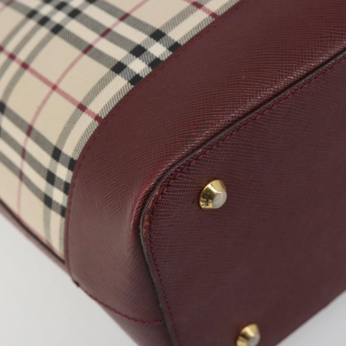 BURBERRY Nova Check Hand Bag Canvas Beige Gold Auth ep15581