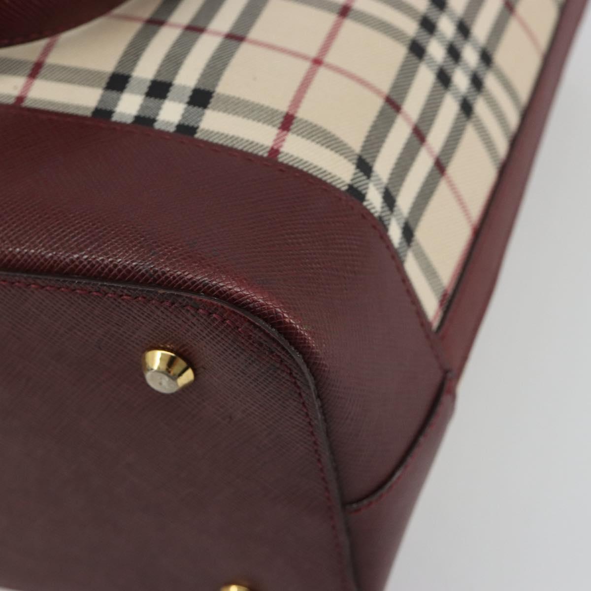 BURBERRY Nova Check Hand Bag Canvas Beige Gold Auth ep15581