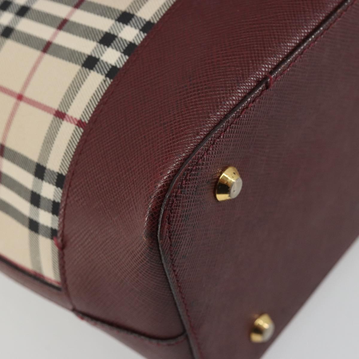 BURBERRY Nova Check Hand Bag Canvas Beige Gold Auth ep15581