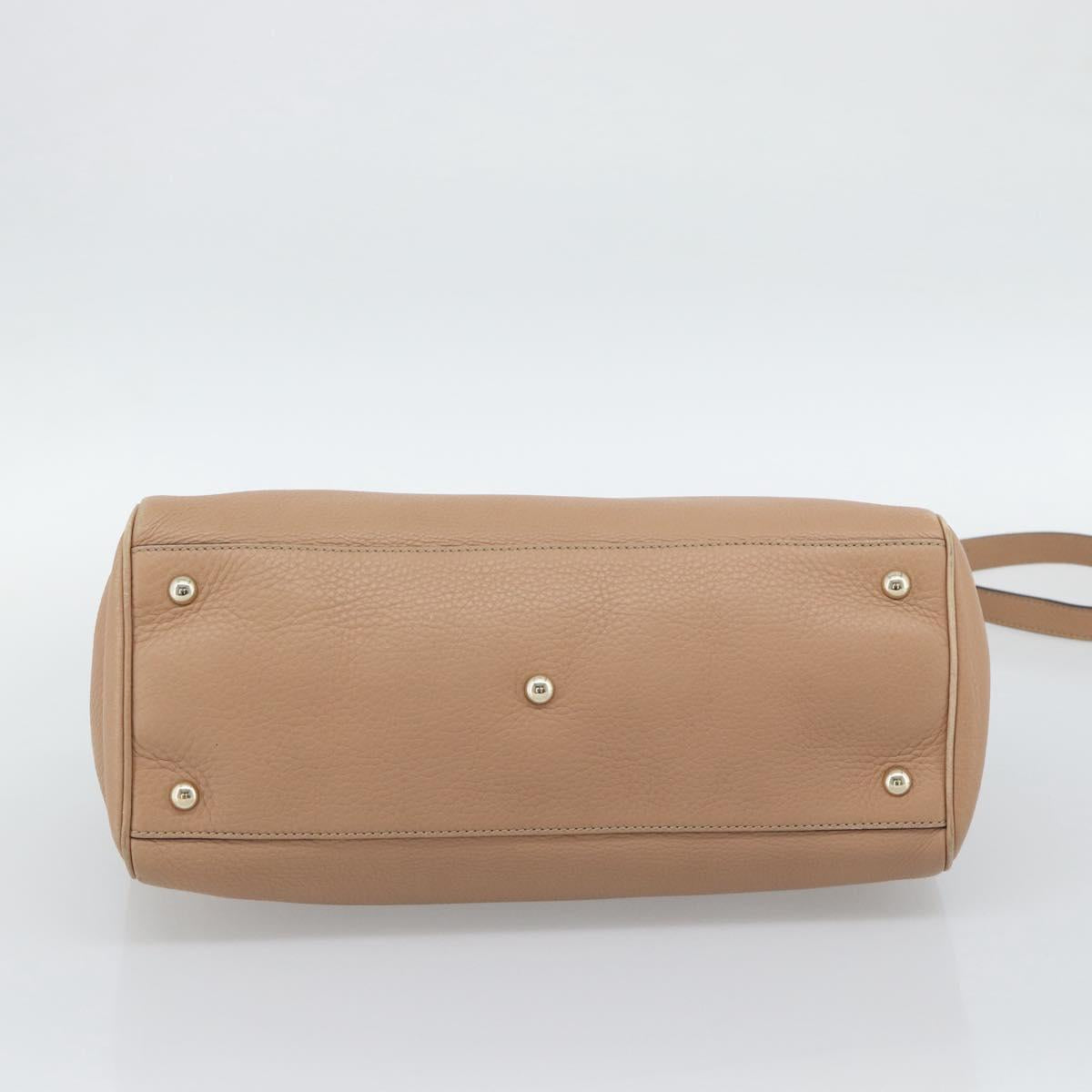 GUCCI Bamboo Hand Bag Leather 2way Beige Gold 323660 Auth ep15582A