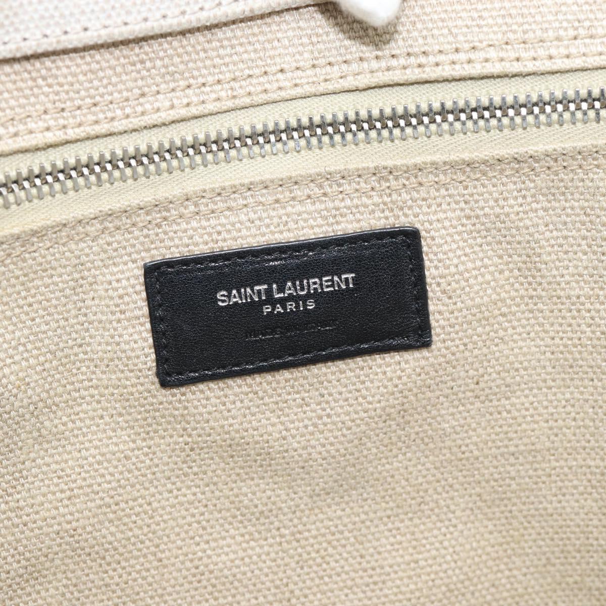 SAINT LAURENT Rive Gauche Hand Bag Coated Canvas Gray Silver Auth ep15584