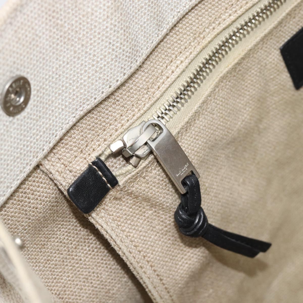 SAINT LAURENT Rive Gauche Hand Bag Coated Canvas Gray Silver Auth ep15584