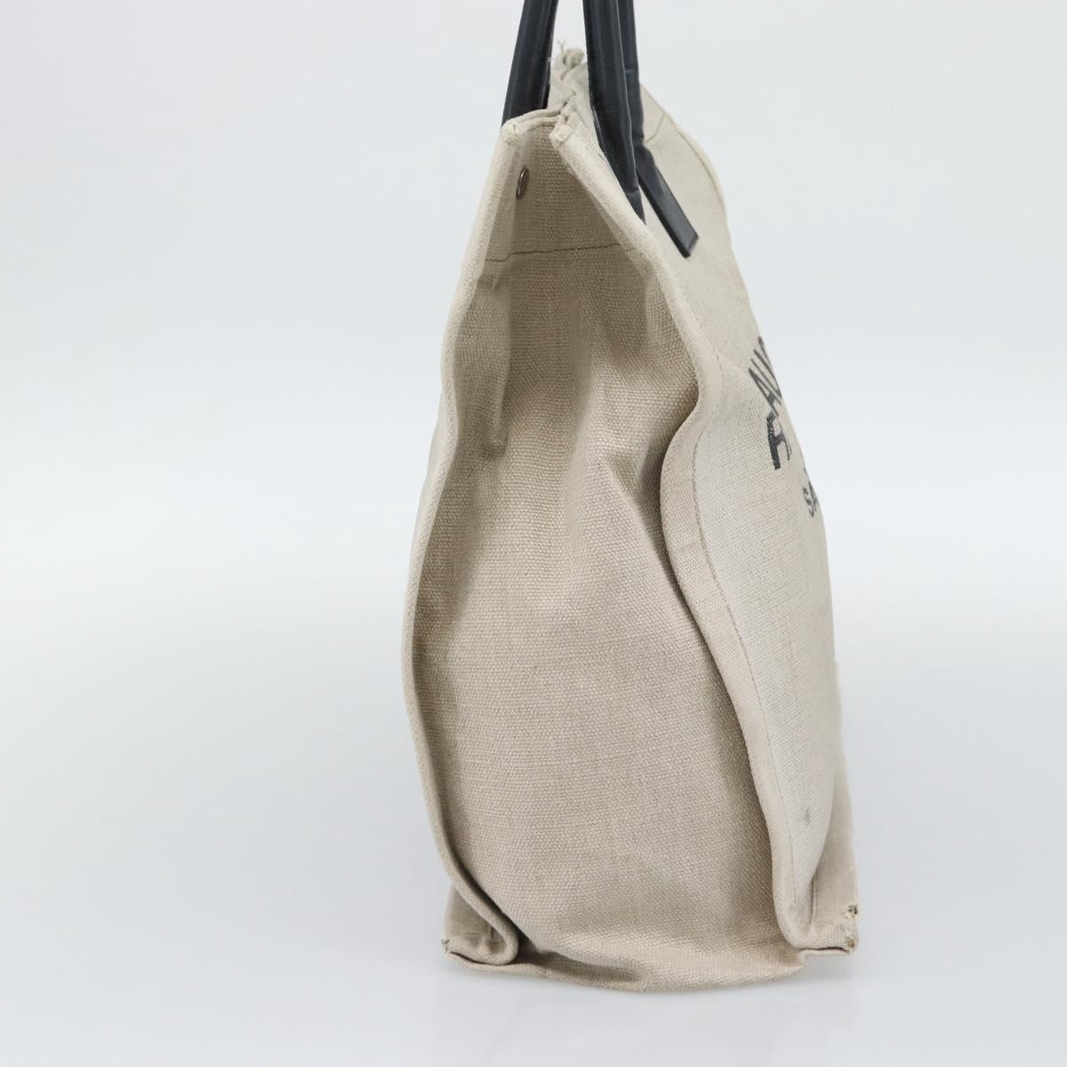 SAINT LAURENT Rive Gauche Hand Bag Coated Canvas Gray Silver Auth ep15584