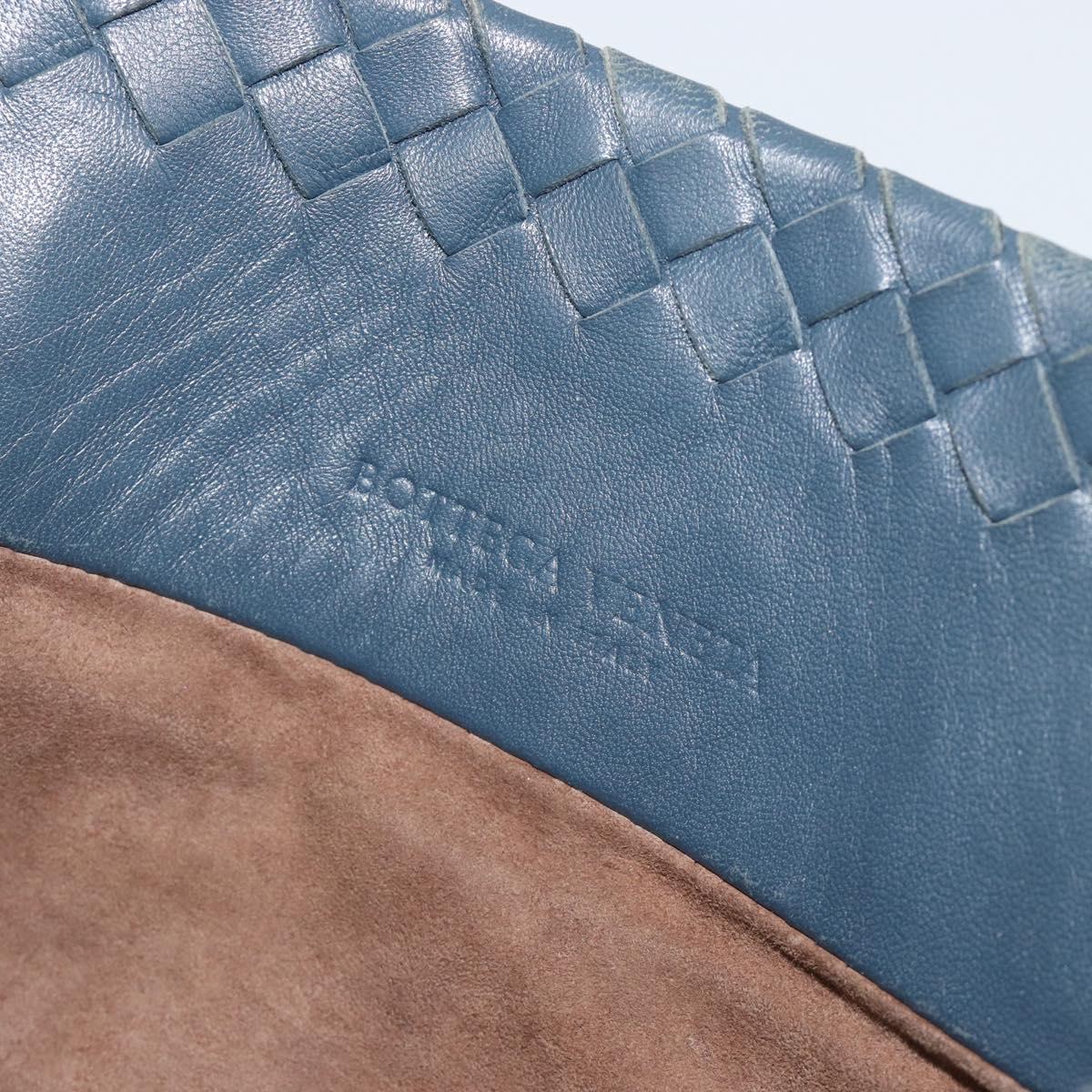 BOTTEGA VENETA INTRECCIATO Hand Bag Leather Blue Gold Auth ep15585