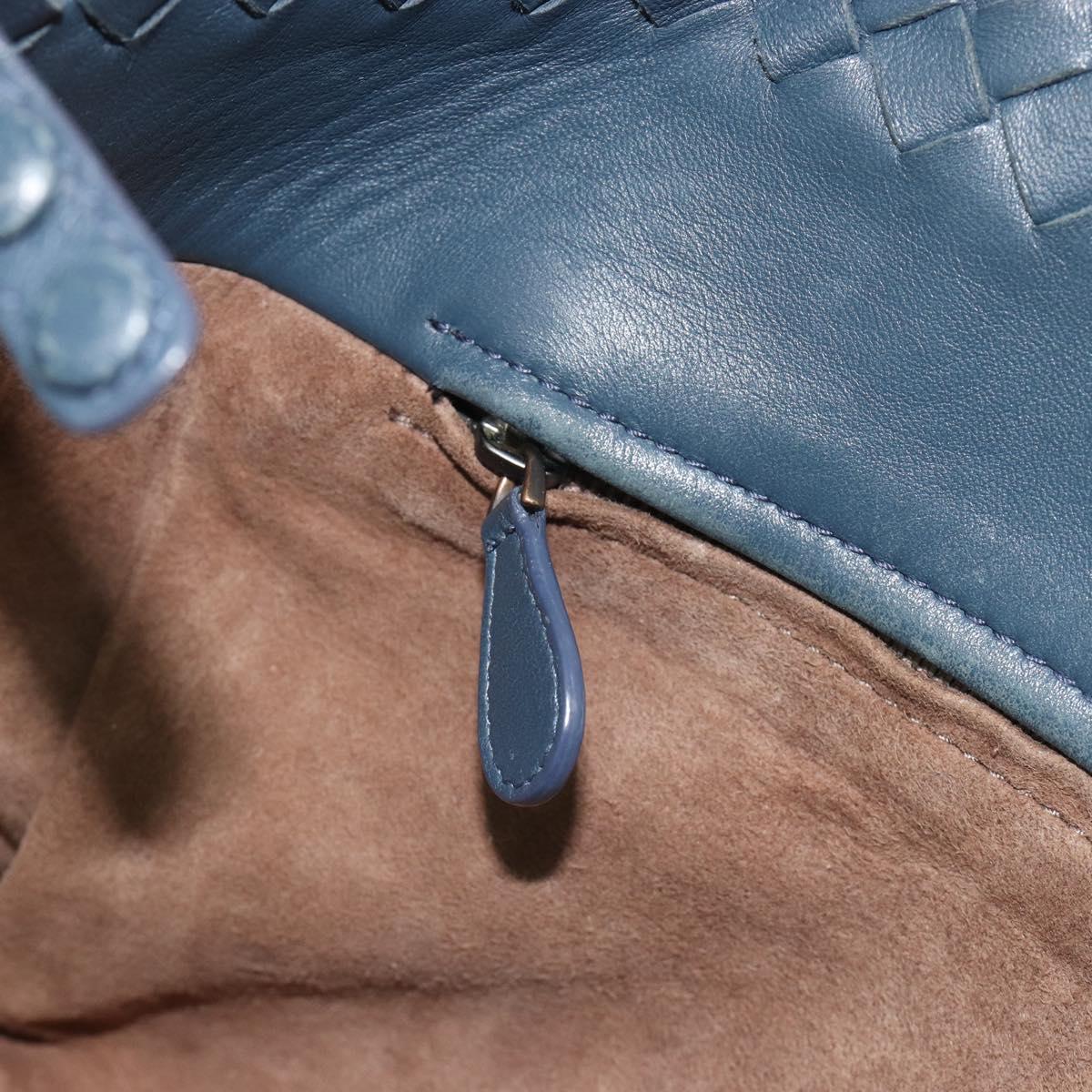 BOTTEGA VENETA INTRECCIATO Hand Bag Leather Blue Gold Auth ep15585