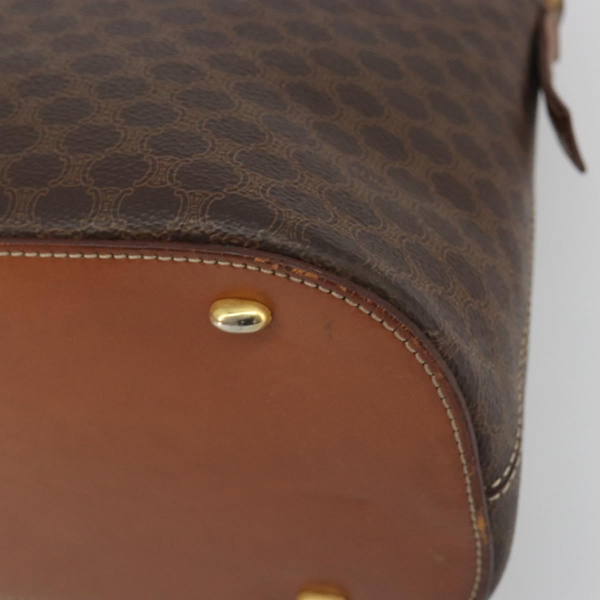 CELINE Macadam Canvas Hand Bag PVC Brown Gold Auth ep15587
