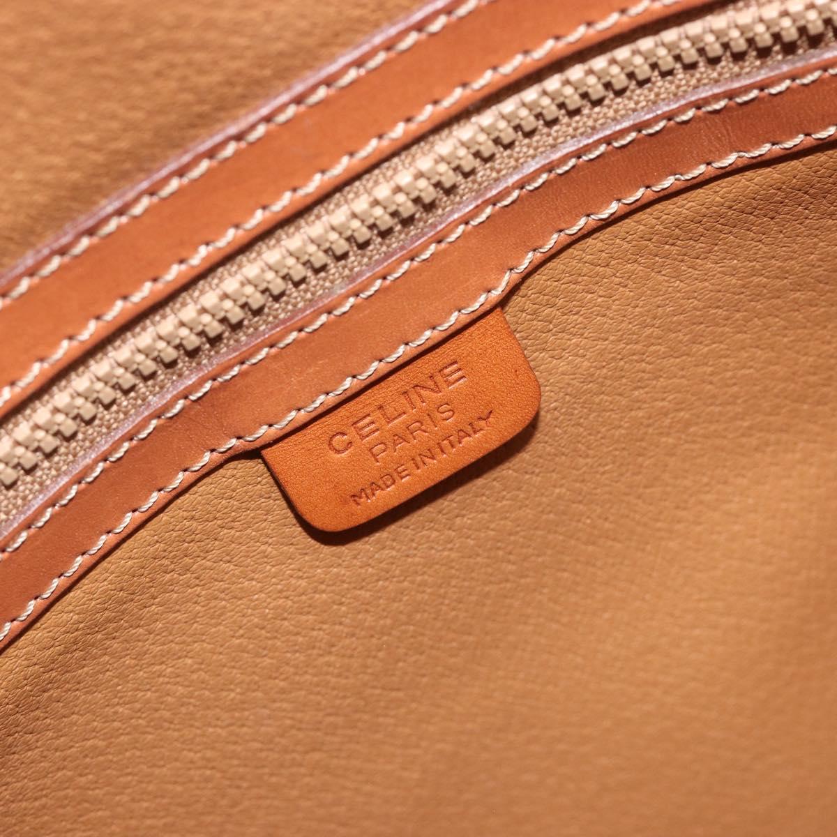 CELINE Macadam Canvas Hand Bag PVC Brown Gold Auth ep15587