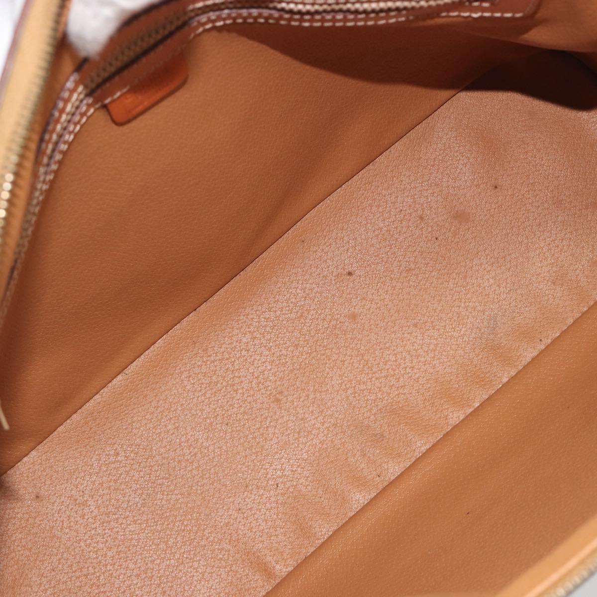 CELINE Macadam Canvas Hand Bag PVC Brown Gold Auth ep15587