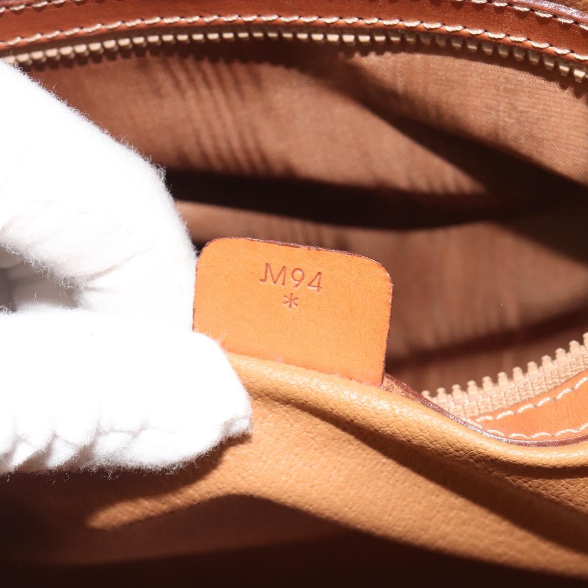 CELINE Macadam Canvas Hand Bag PVC Brown Gold Auth ep15587
