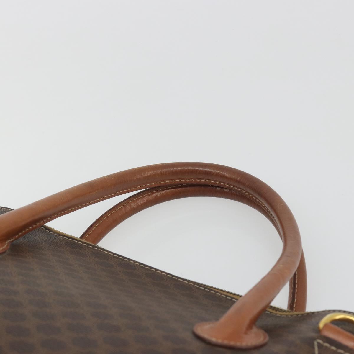 CELINE Macadam Canvas Hand Bag PVC Brown Gold Auth ep15587