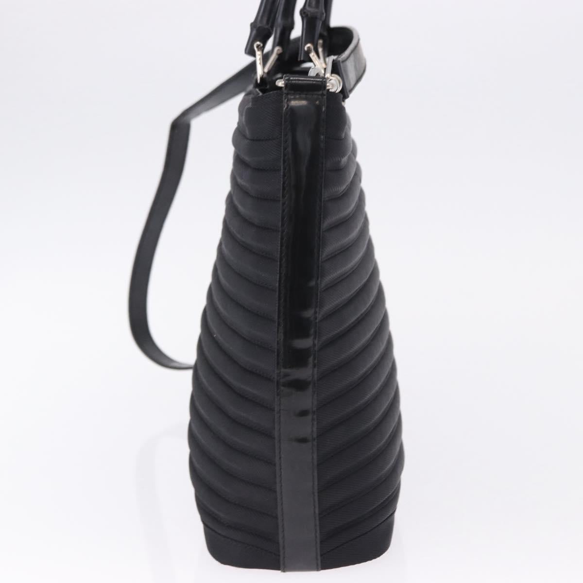 GUCCI Bamboo Hand Bag Canvas 2way Black Silver 000 1998 0588 Auth ep15589