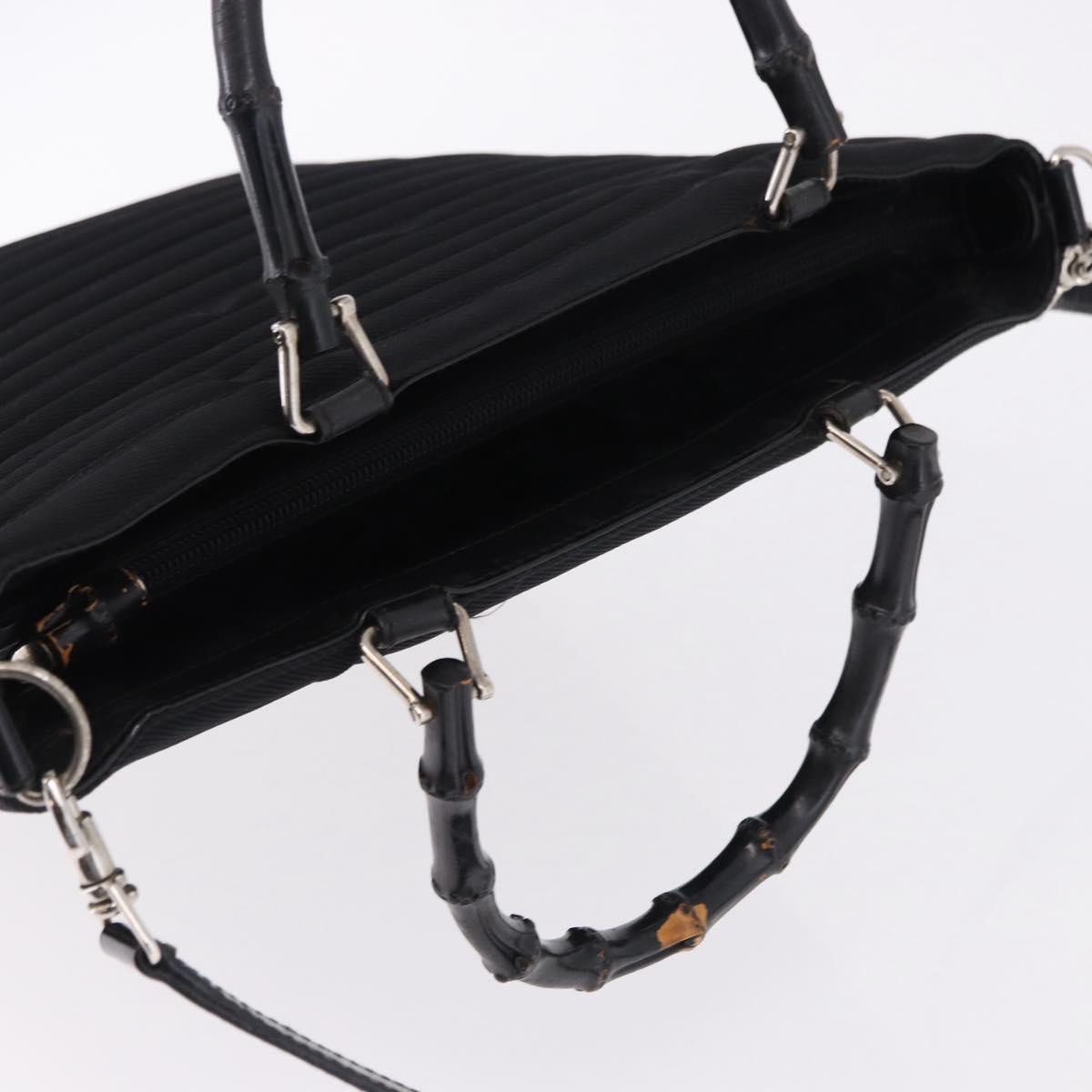 GUCCI Bamboo Hand Bag Canvas 2way Black Silver 000 1998 0588 Auth ep15589