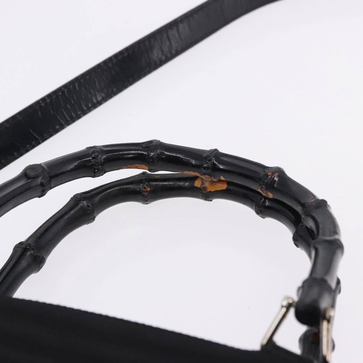 GUCCI Bamboo Hand Bag Canvas 2way Black Silver 000 1998 0588 Auth ep15589