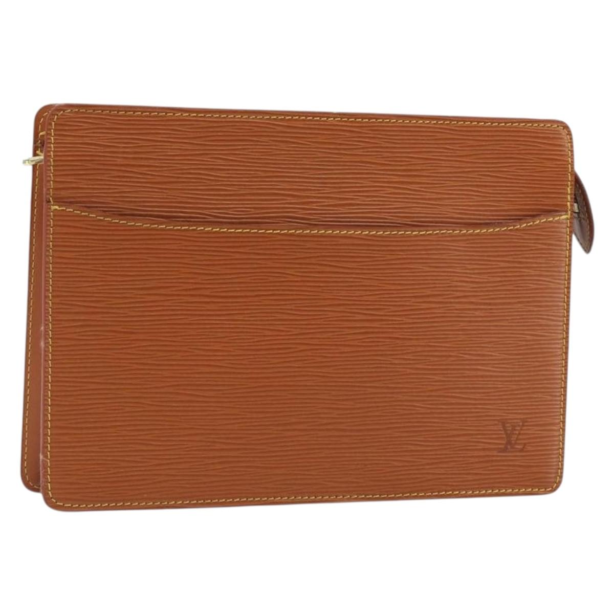 LOUIS VUITTON Epi Pochette Homme Bag Brown Zipangu Gold M52528 LV Auth ep15592