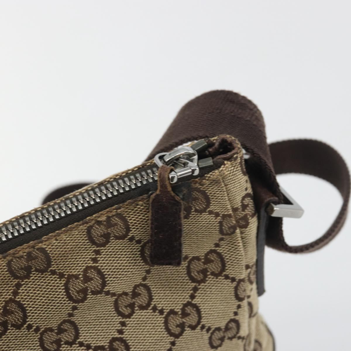 GUCCI GG Canvas Shoulder Bag Brown Silver 114273 Auth ep15593