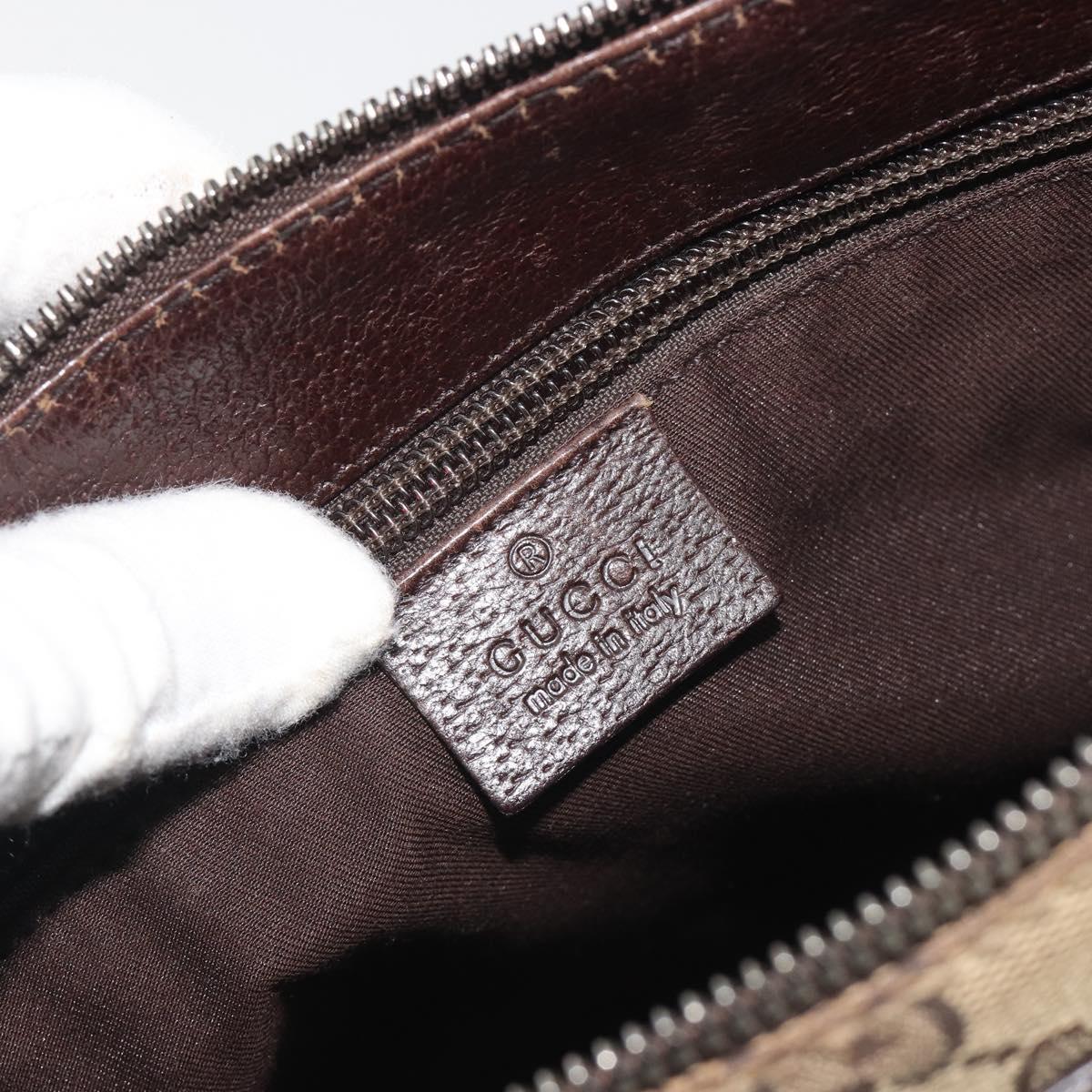 GUCCI GG Canvas Shoulder Bag Brown Silver 114273 Auth ep15593