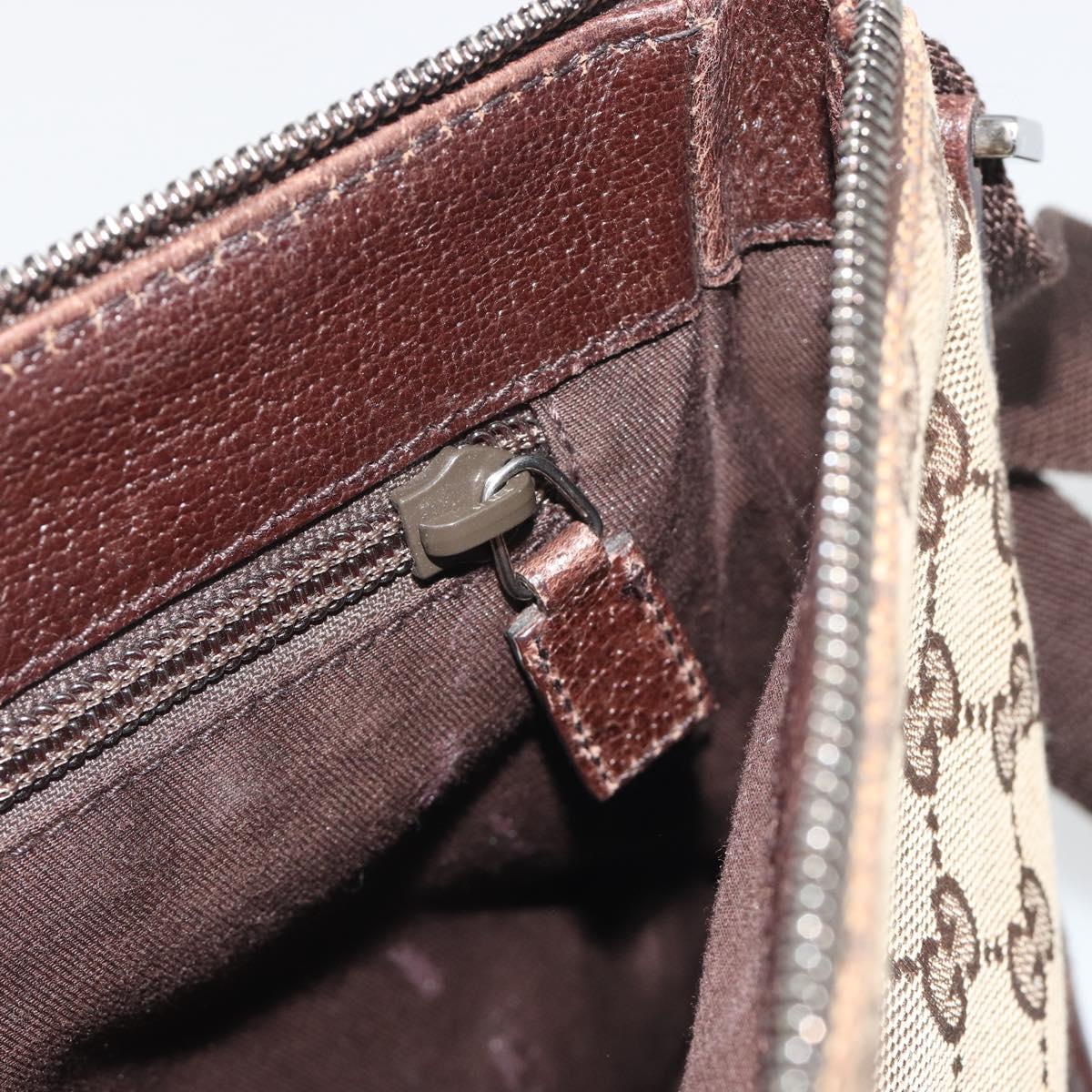 GUCCI GG Canvas Shoulder Bag Brown Silver 114273 Auth ep15593