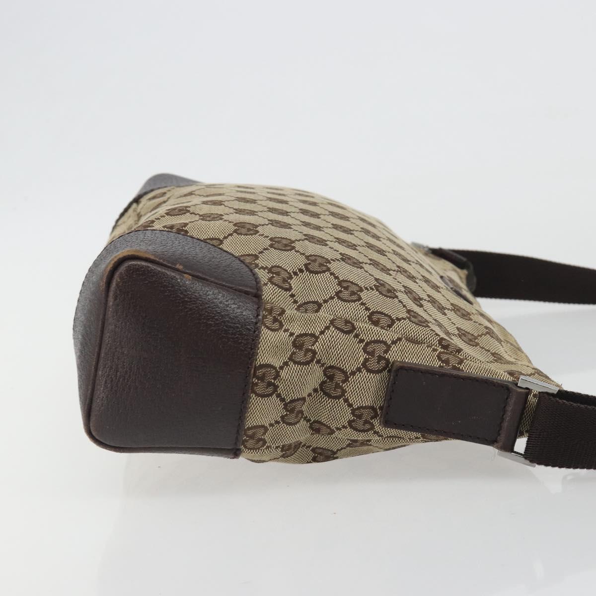 GUCCI GG Canvas Shoulder Bag Brown Silver 114273 Auth ep15593