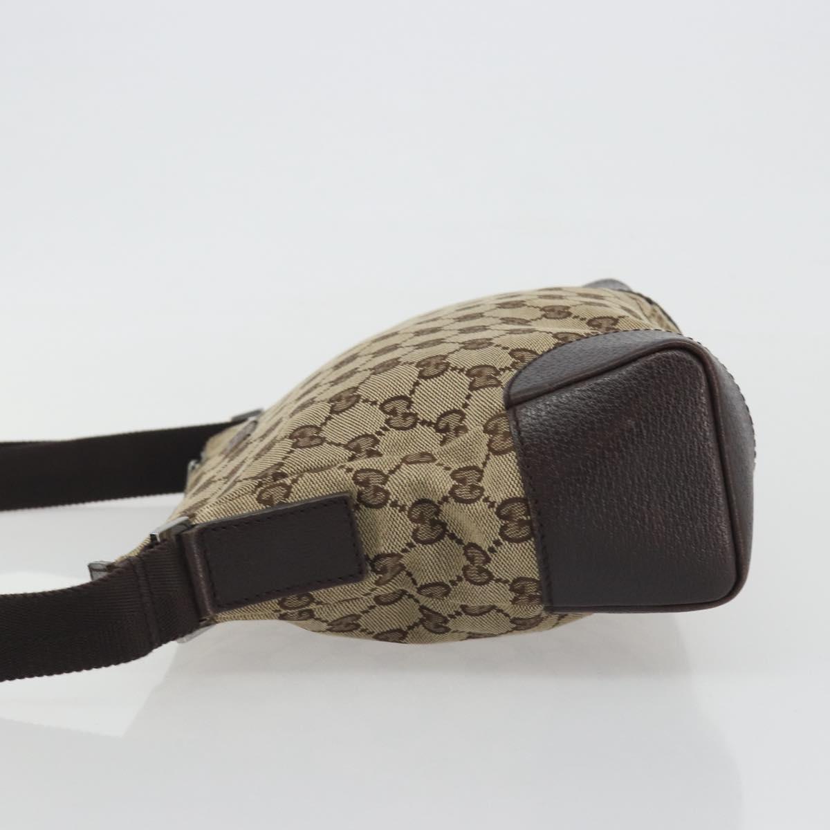 GUCCI GG Canvas Shoulder Bag Brown Silver 114273 Auth ep15593
