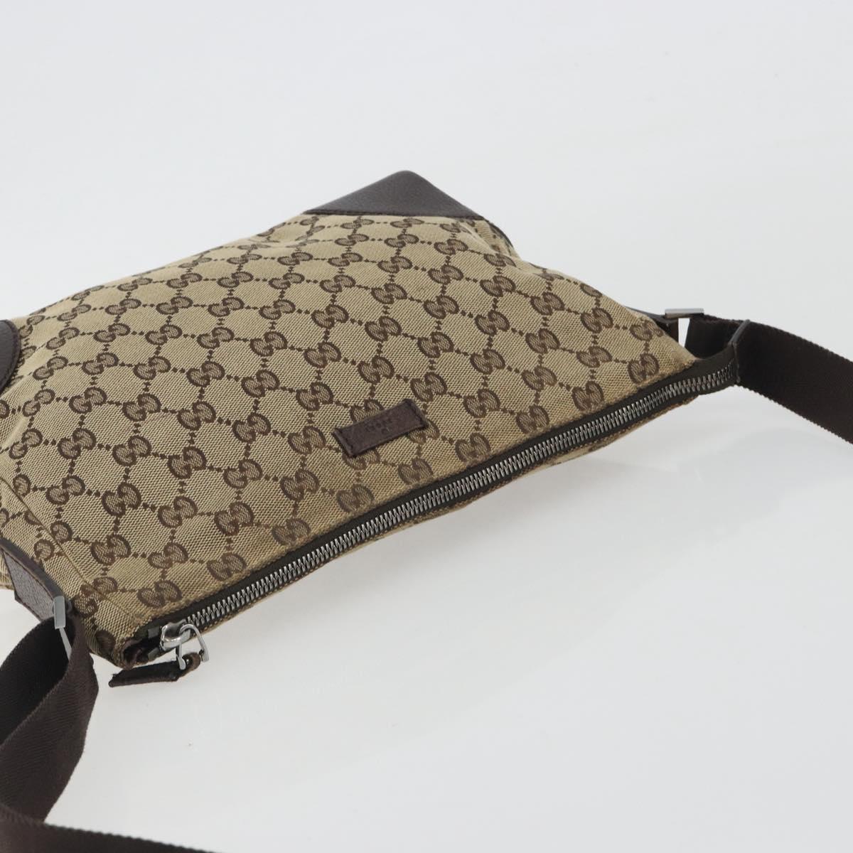 GUCCI GG Canvas Shoulder Bag Brown Silver 114273 Auth ep15593