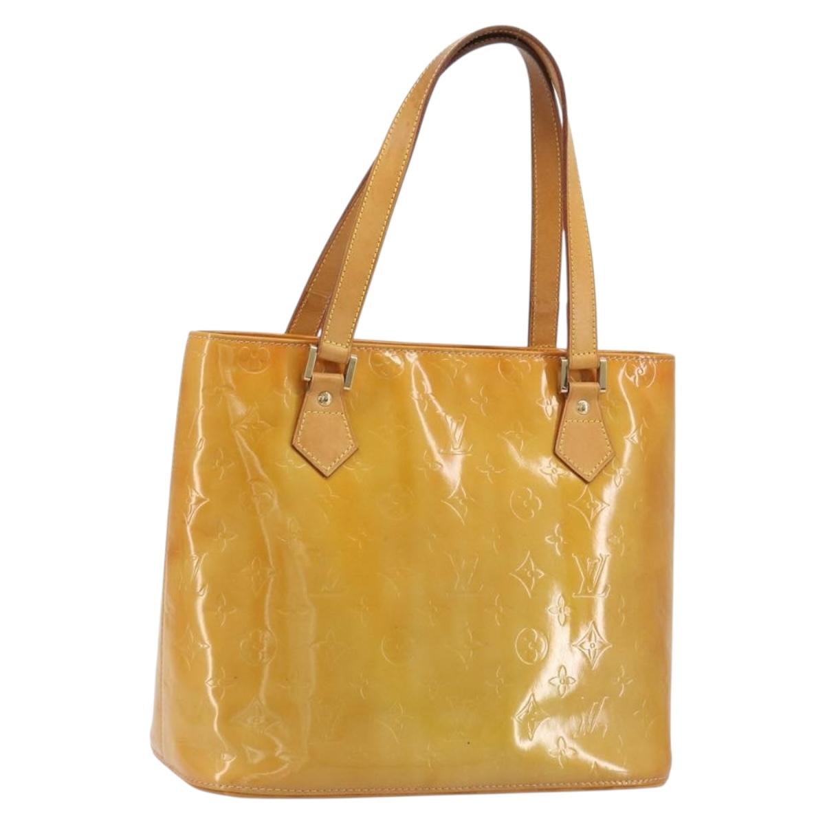 LOUIS VUITTON Monogram Vernis Houston Hand Bag Beige M91004 LV Auth ep15596