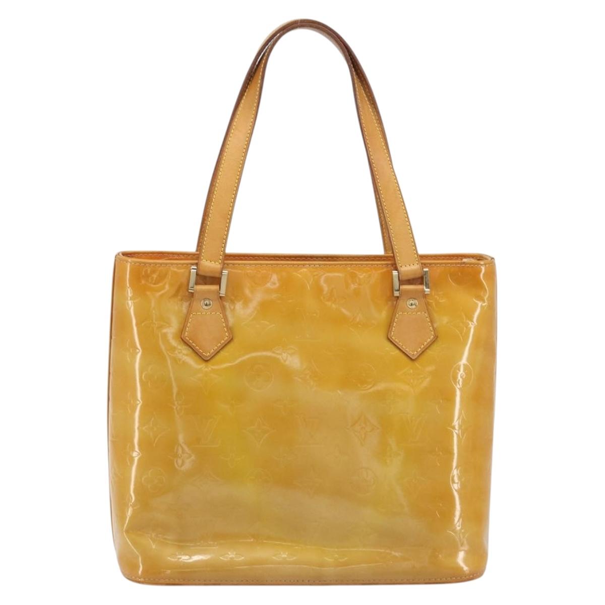 LOUIS VUITTON Monogram Vernis Houston Hand Bag Beige M91004 LV Auth ep15596
