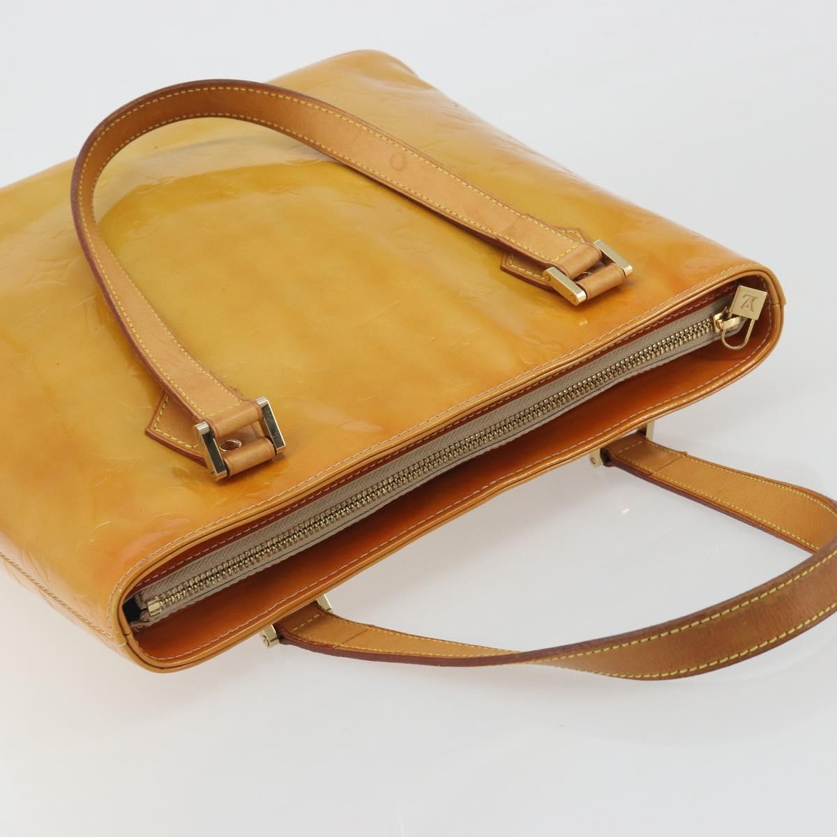 LOUIS VUITTON Monogram Vernis Houston Hand Bag Beige M91004 LV Auth ep15596