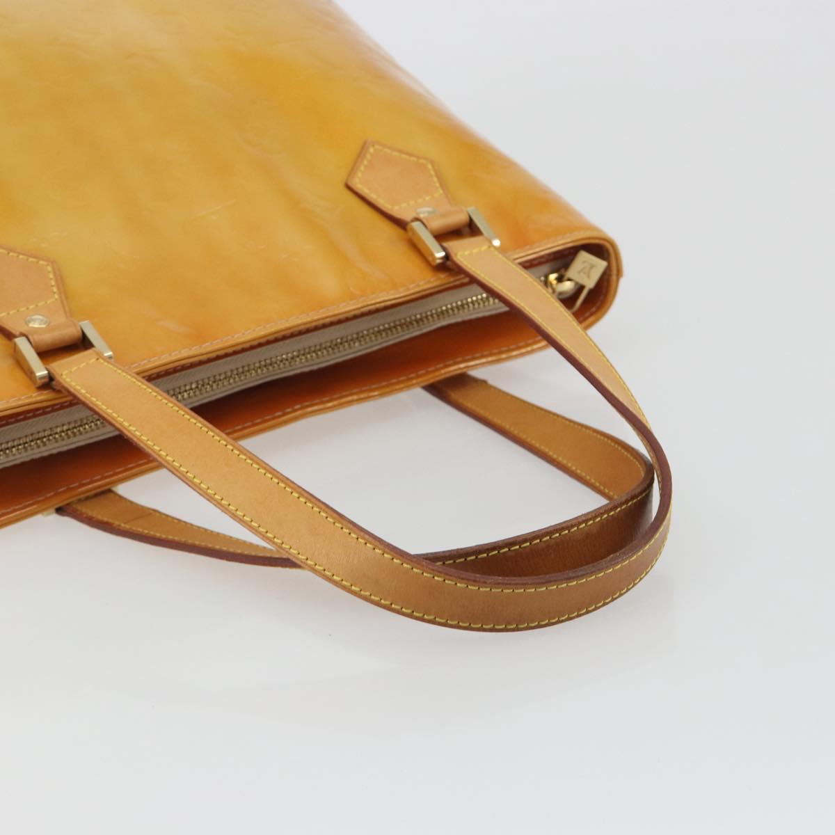 LOUIS VUITTON Monogram Vernis Houston Hand Bag Beige M91004 LV Auth ep15596