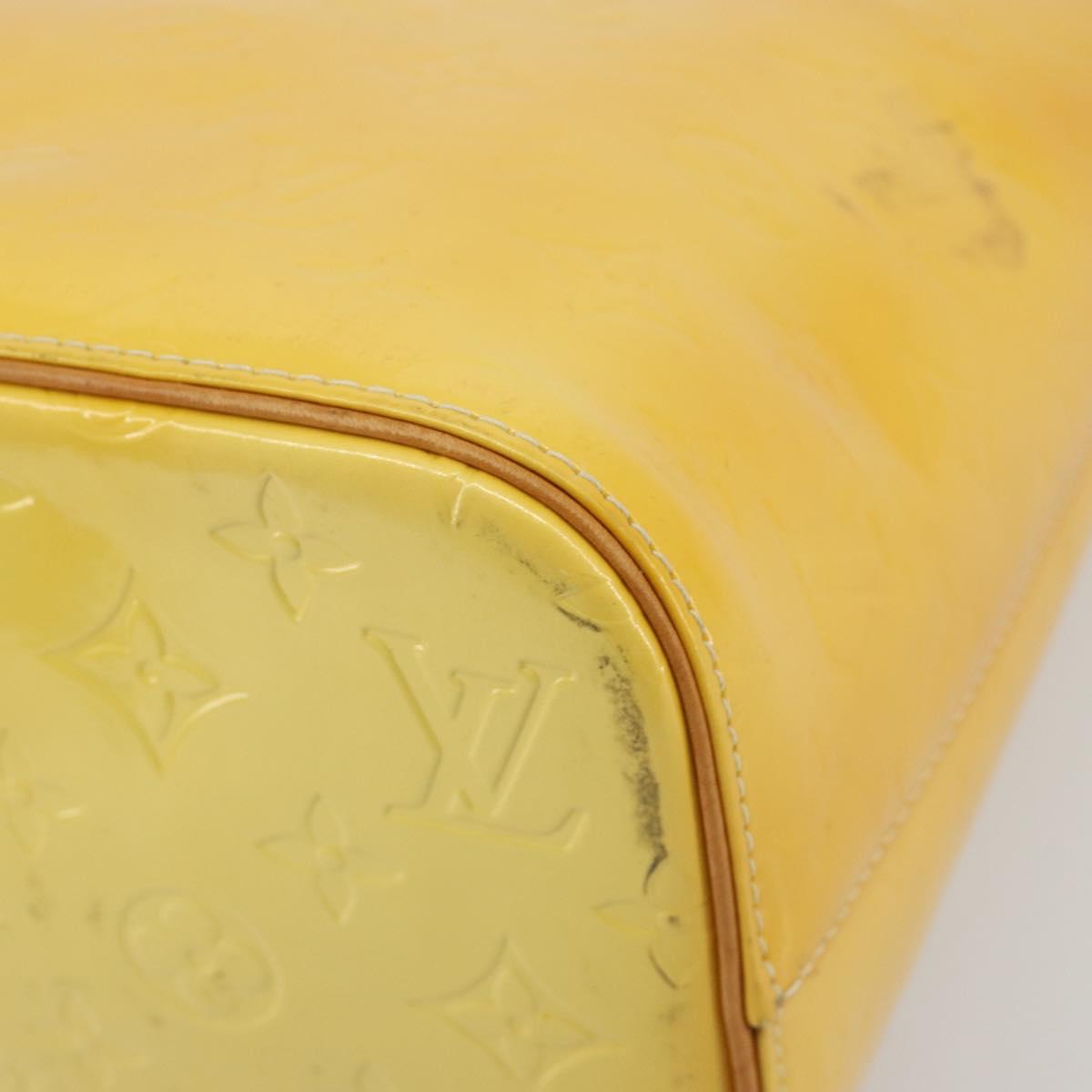 LOUIS VUITTON Monogram Vernis Houston Hand Bag Lime Yellow M91055 Auth ep15597